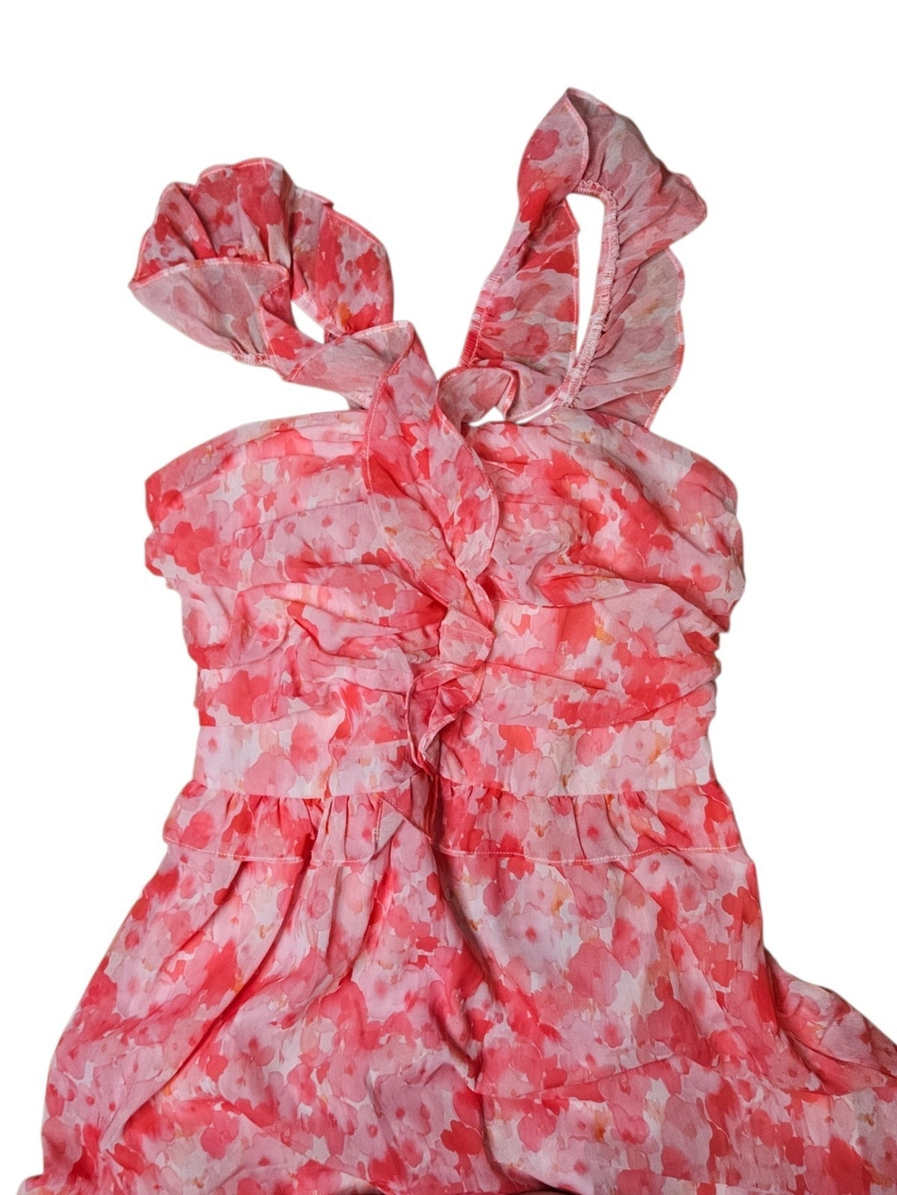 Pink Ruffled Floral Maxi Dress - Picture 2 of 5